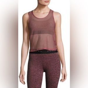 Koral by llana Kugel CRESCENTIC OPEN-MESH CROP TOP, PINK/GOLD IN ROSE GOLD (Lg)